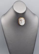 Antique Gold Filled Large Oval Cameo Brooch Pin