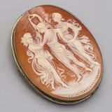 Antique Fine Silver Cameo 19th Century Large Three Graces Pendant Brooch Pin