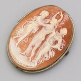 Antique Fine Silver Cameo 19th Century Large Three Graces Pendant Brooch Pin