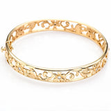 Na Hoku Estate 14K Yellow Gold Diamond Floral Hinged Bangle Bracelet