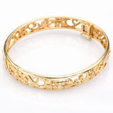 Na Hoku Estate 14K Yellow Gold Diamond Floral Hinged Bangle Bracelet