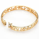Na Hoku Estate 14K Yellow Gold Diamond Floral Hinged Bangle Bracelet