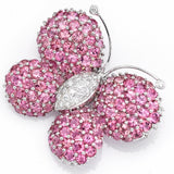 Estate 18K Gold Pink Tourmaline & Diamond Butterfly Brooch Pin
