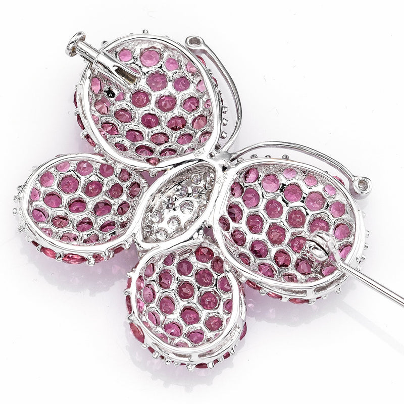 Estate 18K Gold Pink Tourmaline & Diamond Butterfly Brooch Pin