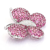 Estate 18K Gold Pink Tourmaline & Diamond Butterfly Brooch Pin
