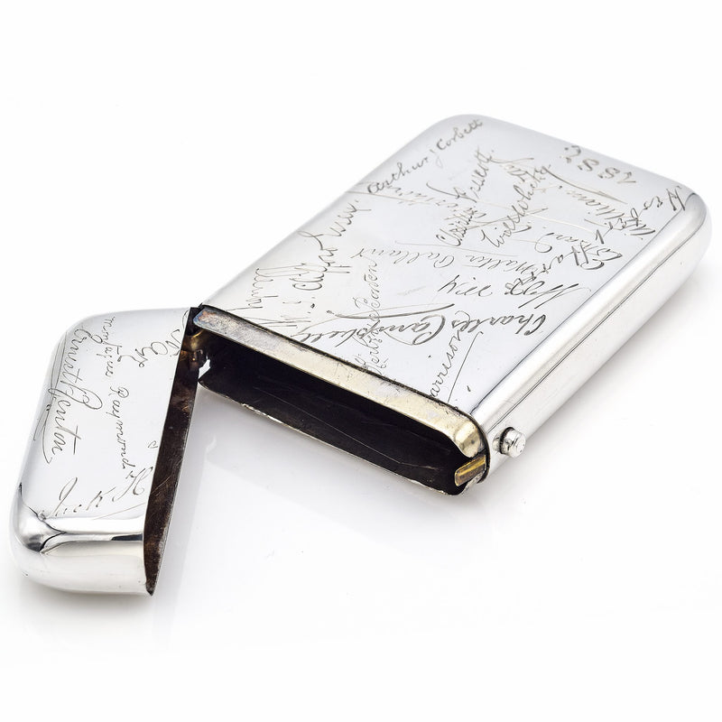Antique Sterling Silver 1887 Signatures Cigar Holder Case Box