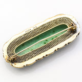 Antique Sterling Silver Carved Green Jade Brooch Pin