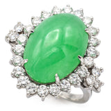 Estate 18K White Gold 18.12 Carats Jadeite And 1.61 TCW Diamond Cocktail Ring F/G VS-1/2