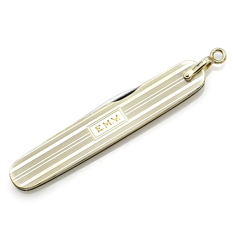 Vintage Tiffany & Co. 14K Yellow Gold Engraved Folding Pocket Knife