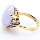 Vintage 14K Yellow Gold Lavender Jade & Diamond Cocktail Ring