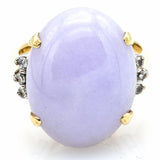 Vintage 14K Yellow Gold Lavender Jade & Diamond Cocktail Ring