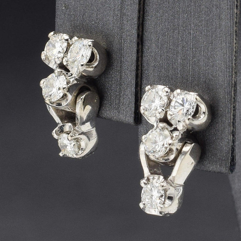 Vintage 14K White Gold Diamond Stud Earrings