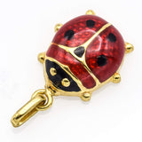 Vintage 14K Yellow Gold Red & Black Enamel Ladybug Charm Pendant