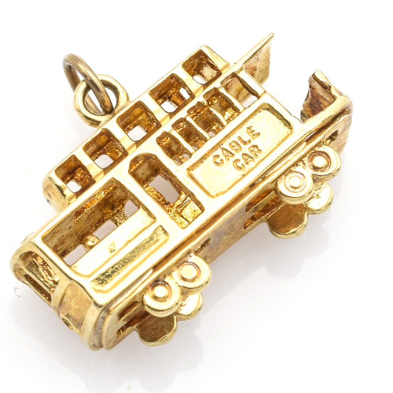 Vintage 14K Yellow Gold San Francisco Cable Car Charm Pendant