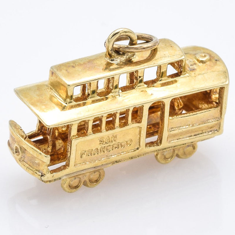 Vintage 14K Yellow Gold San Francisco Cable Car Charm Pendant