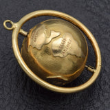 Vintage 14K Yellow Gold Spinning Globe World Charm Pendant
