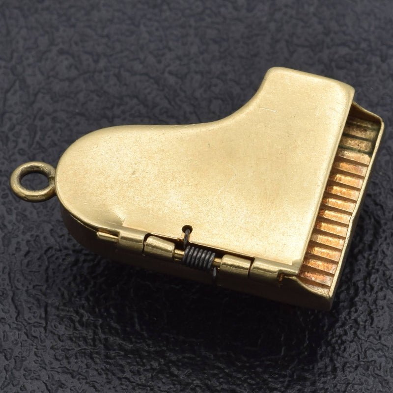 Vintage 14K Yellow Gold Movable Piano Charm Pendant