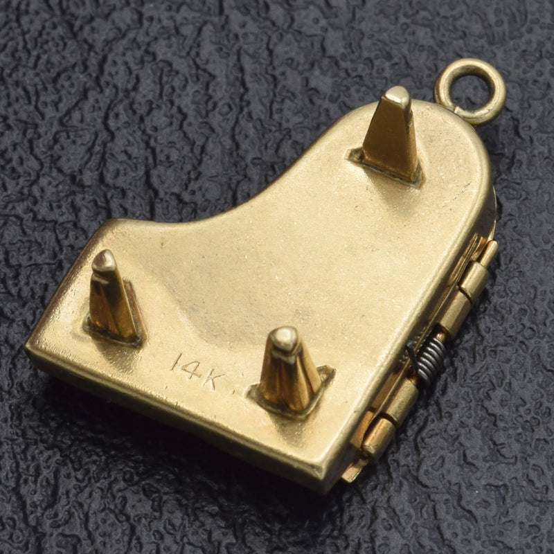 Vintage 14K Yellow Gold Movable Piano Charm Pendant