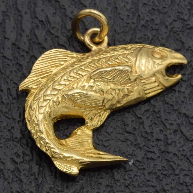 Vintage 14K Yellow Gold Fish Charm Pendant