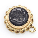 Vintage 14K Yellow Gold Black Onyx Intaglio Charm Pendant