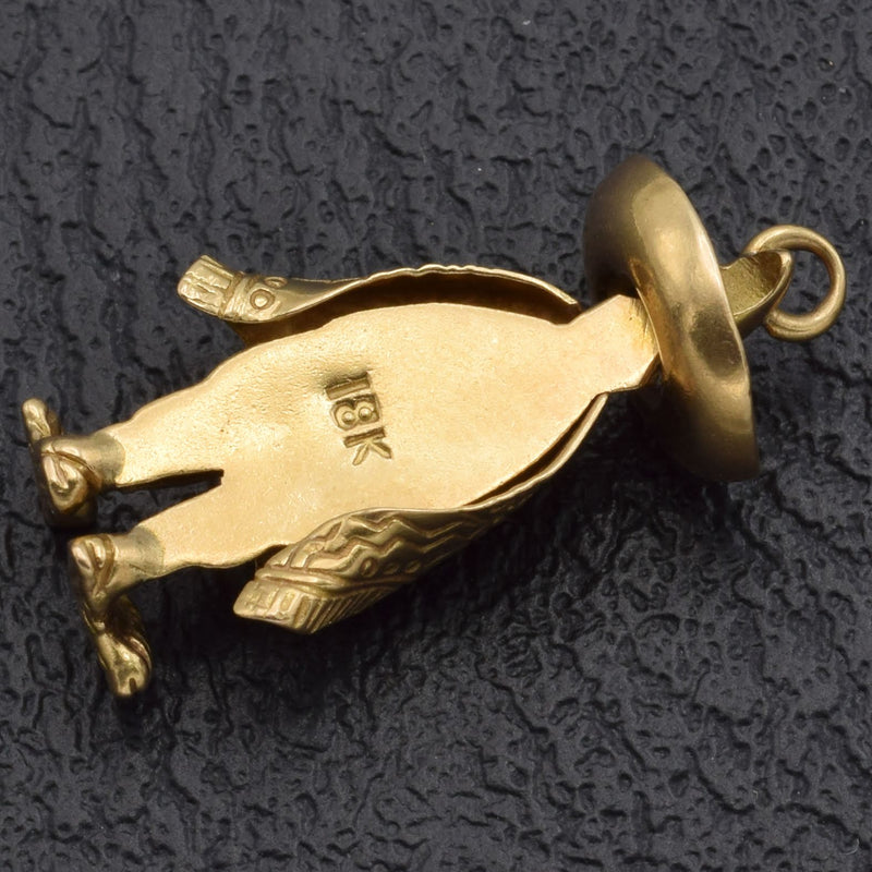 Vintage 18K Yellow Gold Man with Sombrero Charm Pendant