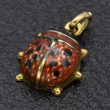 Vintage 14K Yellow Gold Red Enamel Ladybug Charm Pendant