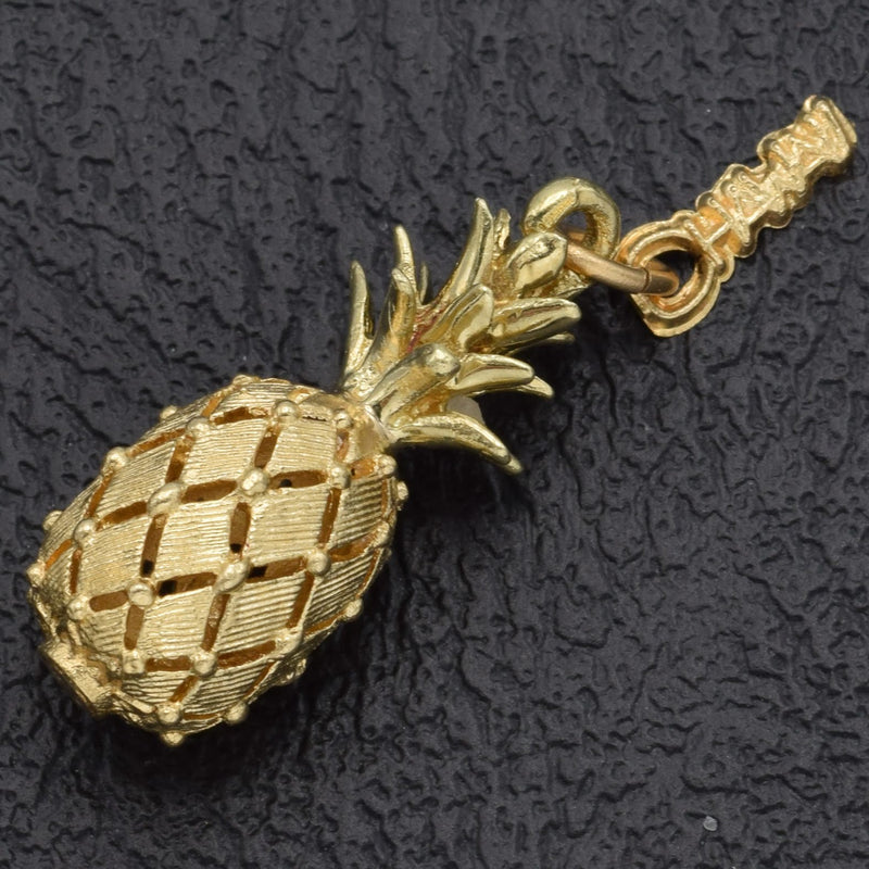 Vintage 14K Yellow Gold Pineapple Hawaii Charm Pendant