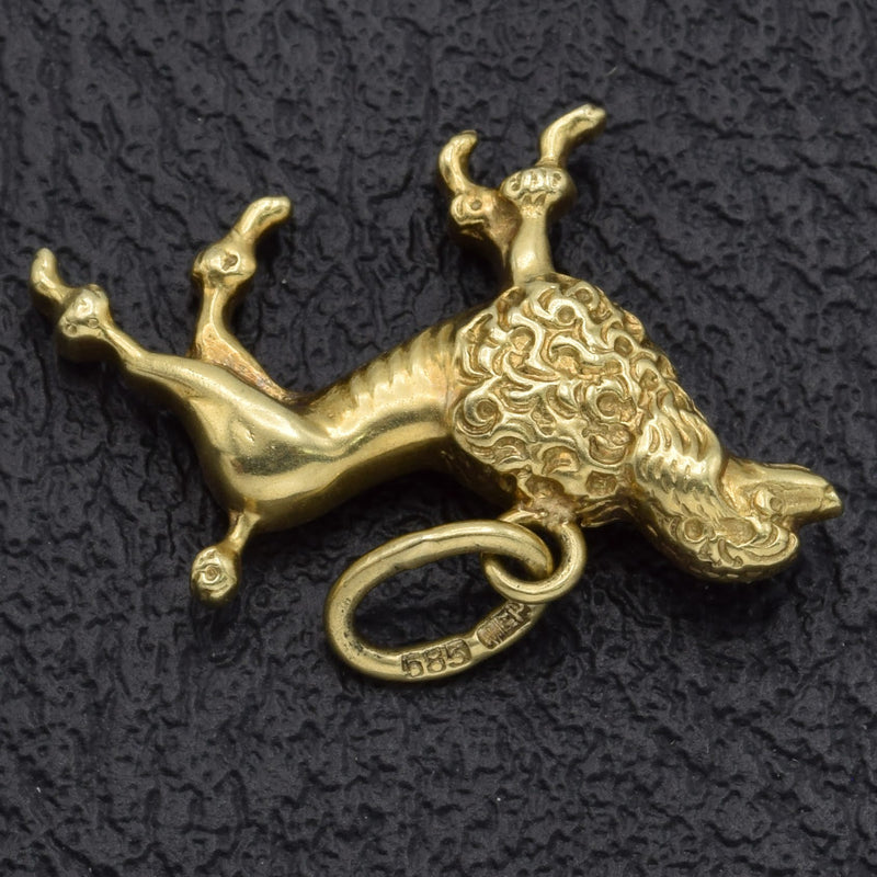 Vintage 14K Yellow Gold Poodle Show Dog Charm Pendant