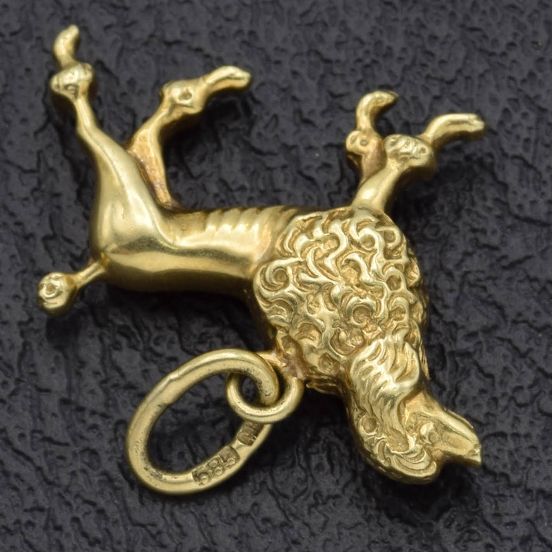 Vintage 14K Yellow Gold Poodle Show Dog Charm Pendant