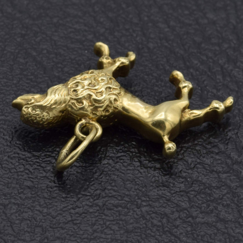 Vintage 14K Yellow Gold Poodle Show Dog Charm Pendant
