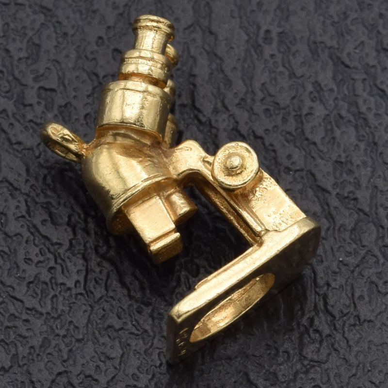 Vintage 14K Yellow Gold Microscope Charm Pendant