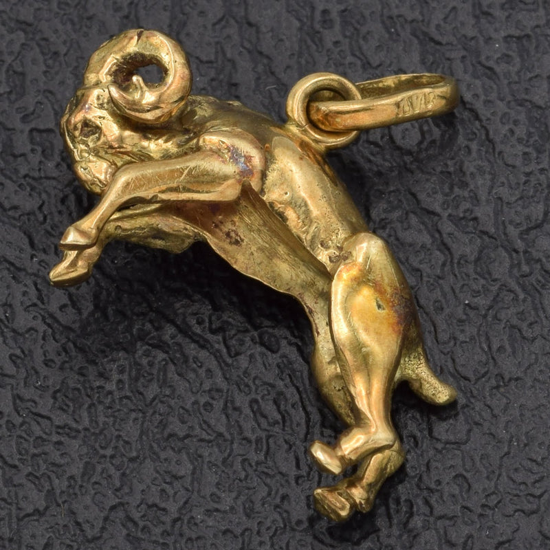 Vintage 14K Yellow Gold Mountain Goat Charm Pendant