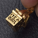 Vintage 14K Yellow Gold Stork with Baby Girl Charm Pendant