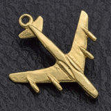 Vintage 14K Yellow Gold Airplane Charm Pendant