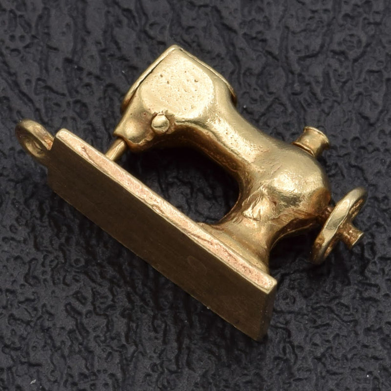 Vintage 14K Yellow Gold Sewing Machine Charm Pendant