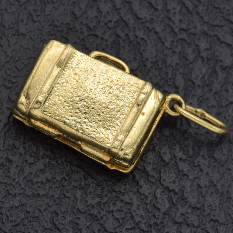 Vintage 14K Yellow Gold Movable Suitcase Charm Pendant