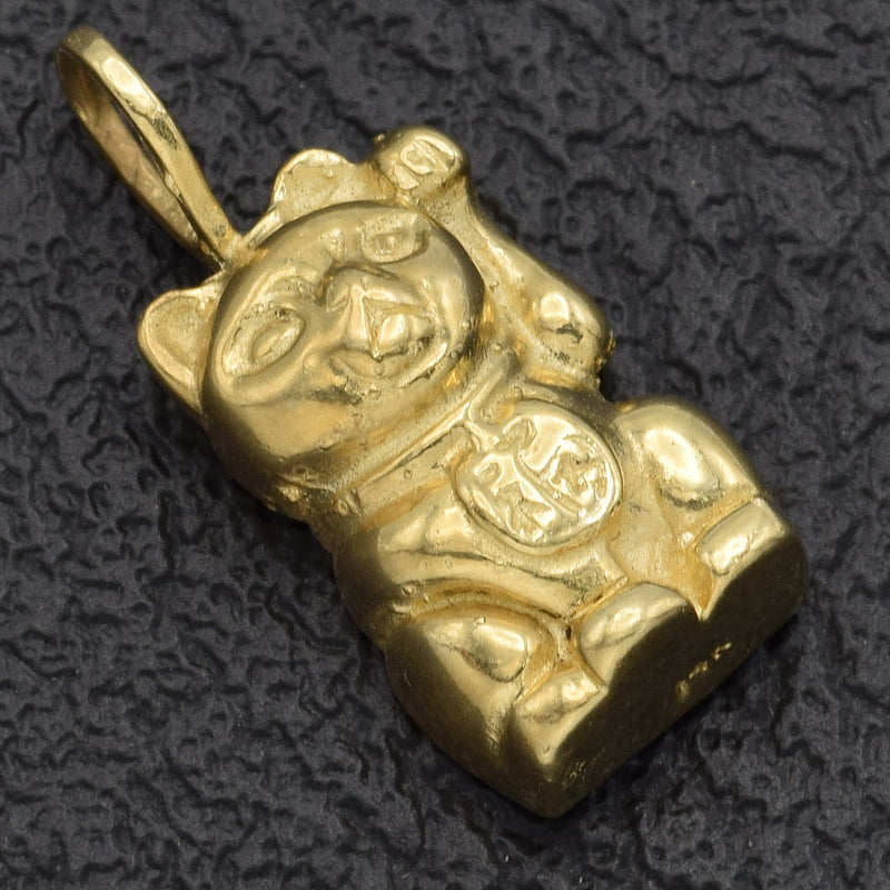 Vintage 14K Yellow Gold Lucky Cat Charm Pendant