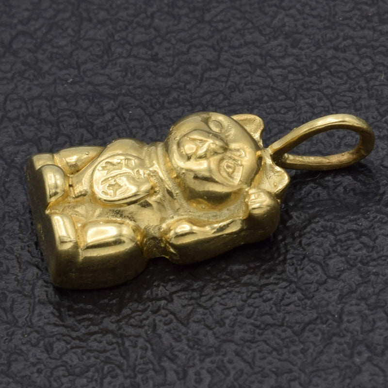 Vintage 14K Yellow Gold Lucky Cat Charm Pendant