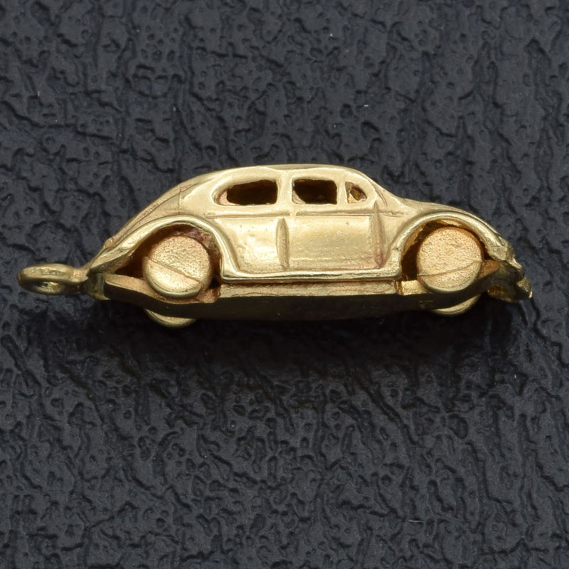 Vintage 14K Yellow Gold Beetle Car Charm Pendant