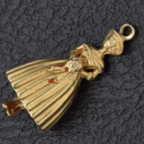 Vintage 14K Yellow Gold Lady Holding Bouquet Charm Pendant