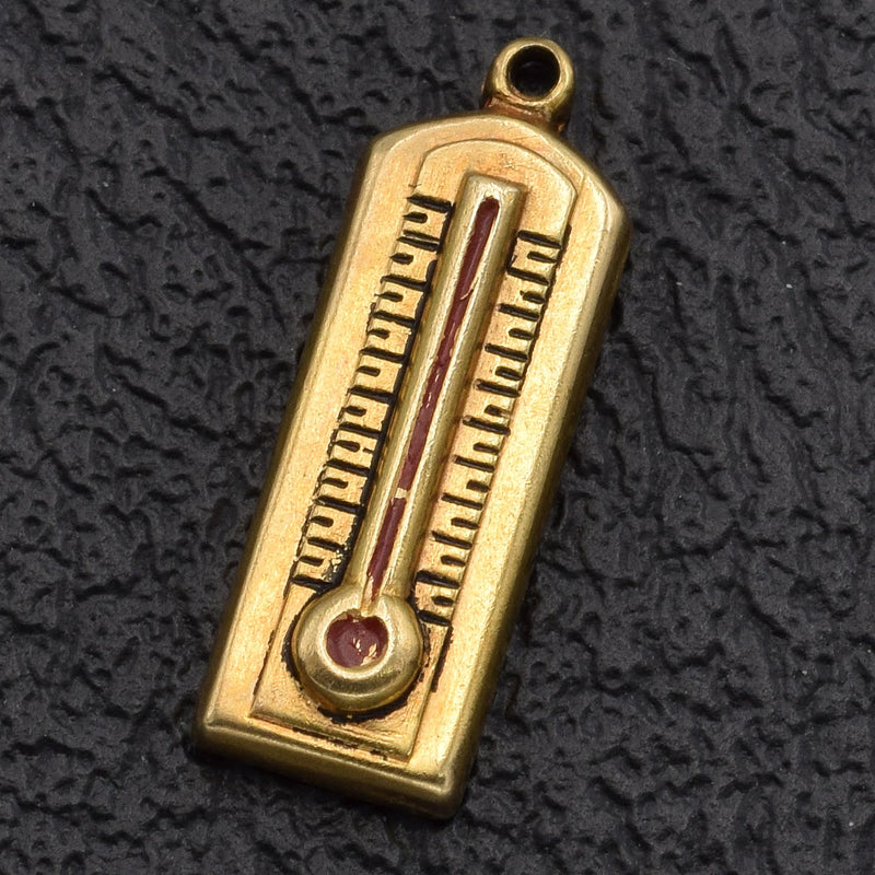 Vintage 14K Yellow Gold Thermometer Wow Charm Pendant
