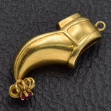 Vintage 18K Yellow Gold Ruby Persian Slipper Shoe Charm Pendant