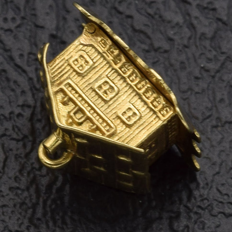 Vintage 14K Yellow Gold Movable House Charm Pendant