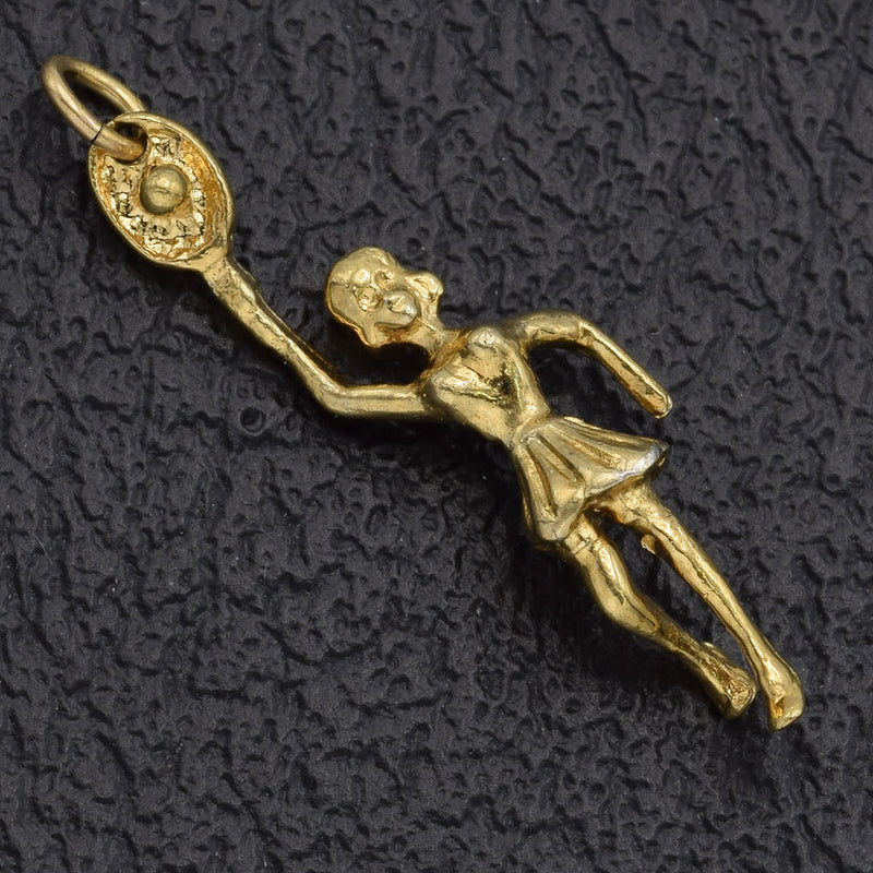 Vintage Sterling Silver Tennis Girl Charm Pendant