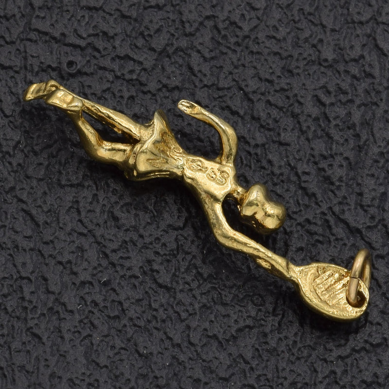 Vintage Sterling Silver Tennis Girl Charm Pendant