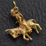 Vintage 14K Yellow Gold Man Riding Burro Donkey Charm Pendant