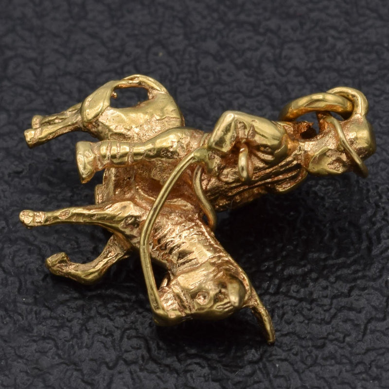 Vintage 14K Yellow Gold Man Riding Burro Donkey Charm Pendant