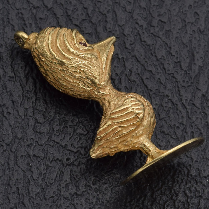 Vintage 14K Yellow Gold Worry Bird Charm Pendant