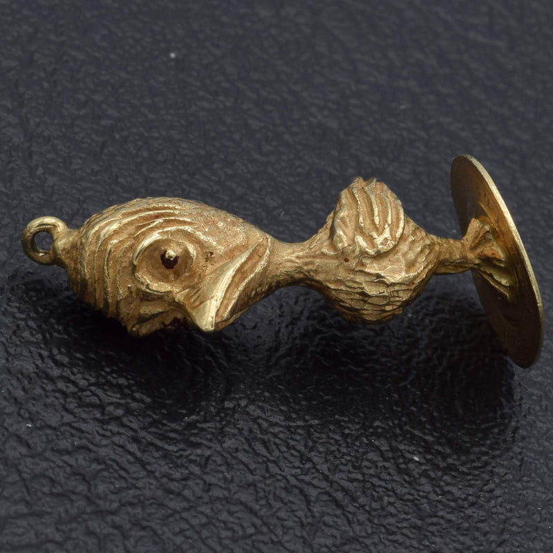 Vintage 14K Yellow Gold Worry Bird Charm Pendant