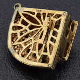 Vintage 14K Yellow Gold Multi-Stone House with Movable Car Charm Pendant